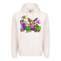 Pale Pink Mardi Gras coffee cups Premium Hoodie - NancyCooperArtShop