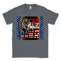 Charcoal Heather Red White Rawr Dinosaur T-Rex Classic Tee - LillyAllenDesigns