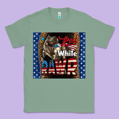 Red White Rawr Dinosaur T-rex Classic Tee Designed By Lillyallendesigns
