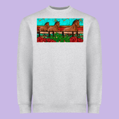 Horses Roses Ann Cactuses License Plate Heavyweight Sweatshirt Designed By Artiststas