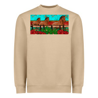 Mushroom horses roses ann cactuses license plate Heavyweight Sweatshirt - Artiststas
