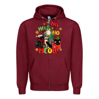 Burgundy ho ho ho meow Zipper Hoodie - MaliasSmallBusiness
