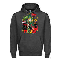 Charcoal Heather ho ho ho meow Zipper Hoodie - MaliasSmallBusiness