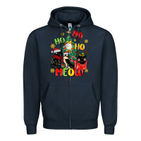 Navy ho ho ho meow Zipper Hoodie - MaliasSmallBusiness