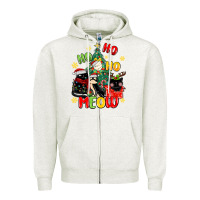 Oatmeal Heather ho ho ho meow Zipper Hoodie - MaliasSmallBusiness
