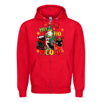 Red ho ho ho meow Zipper Hoodie - MaliasSmallBusiness