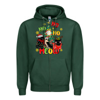 Sports Green ho ho ho meow Zipper Hoodie - MaliasSmallBusiness