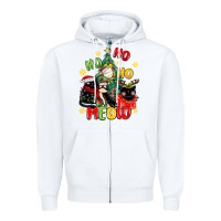White ho ho ho meow Zipper Hoodie - MaliasSmallBusiness