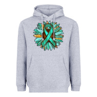 Heather Grey Ovarian Liver Cancer Awareness Sunflower Heavyweight Hoodie - RanaPortraitStore