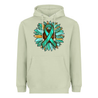 Matcha Ovarian Liver Cancer Awareness Sunflower Heavyweight Hoodie - RanaPortraitStore