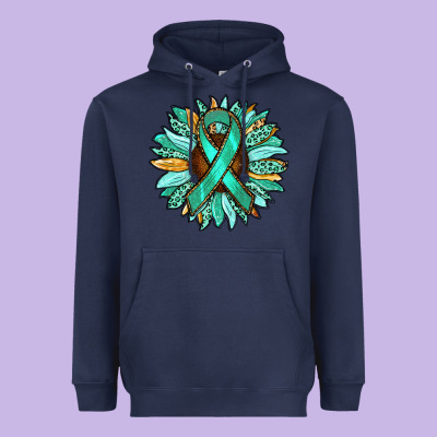 Ovarian Liver Cancer Awareness Sunflower Heavyweight Hoodie Designed By Ranaportraitstore