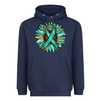 Navy Ovarian Liver Cancer Awareness Sunflower Heavyweight Hoodie - RanaPortraitStore