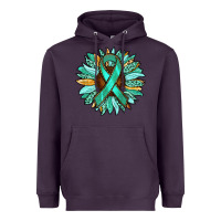 Plum Ovarian Liver Cancer Awareness Sunflower Heavyweight Hoodie - RanaPortraitStore