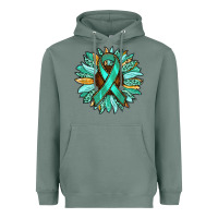 Sage Ovarian Liver Cancer Awareness Sunflower Heavyweight Hoodie - RanaPortraitStore