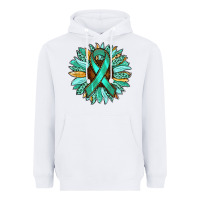 White Ovarian Liver Cancer Awareness Sunflower Heavyweight Hoodie - RanaPortraitStore