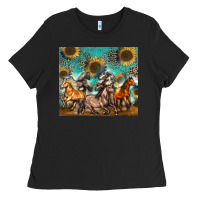Black western horses Ladies Tee - Zillion Design Studio