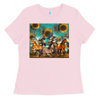 Bubblegum Pink western horses Ladies Tee - Zillion Design Studio