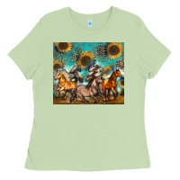 Matcha western horses Ladies Tee - Zillion Design Studio