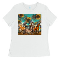 White western horses Ladies Tee - Zillion Design Studio