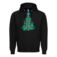 Black christmas tree with gemstones Zipper Hoodie - MaliasSmallBusiness