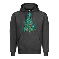 Charcoal Heather christmas tree with gemstones Zipper Hoodie - MaliasSmallBusiness