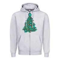 Heather Grey christmas tree with gemstones Zipper Hoodie - MaliasSmallBusiness