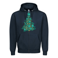 Navy christmas tree with gemstones Zipper Hoodie - MaliasSmallBusiness