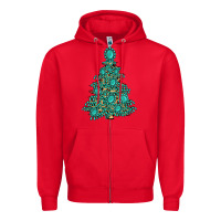 Red christmas tree with gemstones Zipper Hoodie - MaliasSmallBusiness