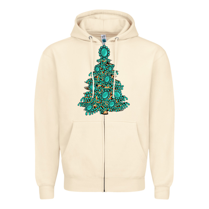Christmas Tree With Gemstones Zipper Hoodie by MaliasSmallBusiness | Teevron
