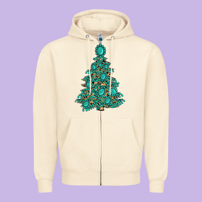 Christmas Tree With Gemstones Zipper Hoodie Designed By Maliassmallbusiness