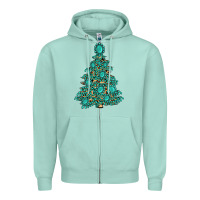 Seafoam christmas tree with gemstones Zipper Hoodie - MaliasSmallBusiness