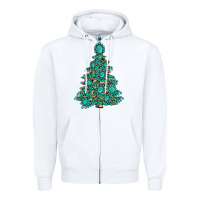 White christmas tree with gemstones Zipper Hoodie - MaliasSmallBusiness