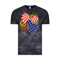 Cloud Black america heart and sunflower Vintage Tee - Artiststas