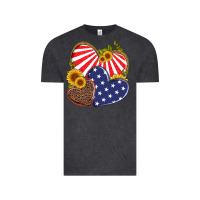 Vintage Black america heart and sunflower Vintage Tee - Artiststas