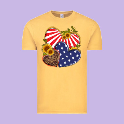 America Heart And Sunflower Vintage Tee Designed By Artiststas
