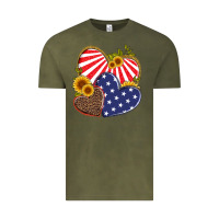 Vintage Olive america heart and sunflower Vintage Tee - Artiststas