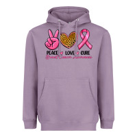 Lavender Peace Love Cure Breast Cancer Heavyweight Hoodie - RanaPortraitStore