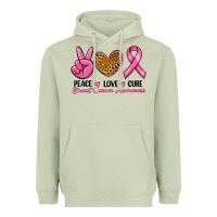 Matcha Peace Love Cure Breast Cancer Heavyweight Hoodie - RanaPortraitStore