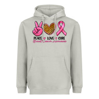 Moon Dust Peace Love Cure Breast Cancer Heavyweight Hoodie - RanaPortraitStore