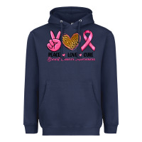 Navy Peace Love Cure Breast Cancer Heavyweight Hoodie - RanaPortraitStore