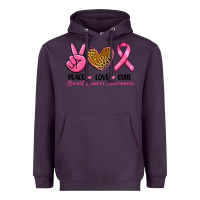 Plum Peace Love Cure Breast Cancer Heavyweight Hoodie - RanaPortraitStore