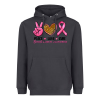 Smoke Peace Love Cure Breast Cancer Heavyweight Hoodie - RanaPortraitStore