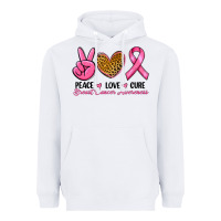 Peace Love Cure Breast Cancer Heavyweight Hoodie | Teevron