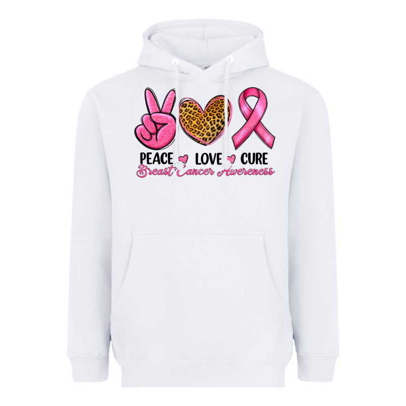 Peace Love Cure Breast Cancer Heavyweight Hoodie by RanaPortraitStore | Teevron