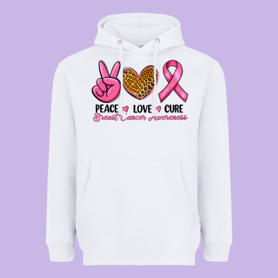 Peace Love Cure Breast Cancer Heavyweight Hoodie Designed By Ranaportraitstore