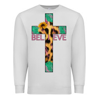 Dove Grey Believe Cross Premium Sweatshirt - Bettercallsaul