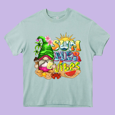 Summer Vibes Gnome Tbw Heavy Core Tee Designed By Texasbilliewilder