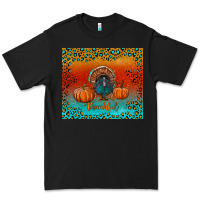 Black thankful with turkey and pumpkins Premium Tee - RanaPortraitStore