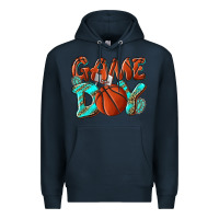 Navy Game day leopard basketball Premium Hoodie - NancyCooperArtShop