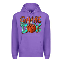 Purple Game day leopard basketball Premium Hoodie - NancyCooperArtShop